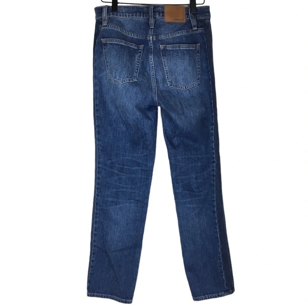 J CREW Jeans Vintage Straight Leg High Rise Two Tone Sides Stretch Denim Size 26